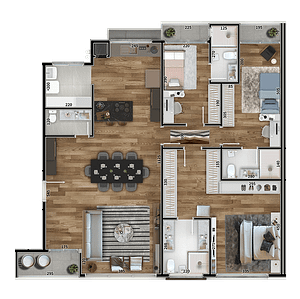Apto Tipo The Edge 3 Dorms Unidade 202
